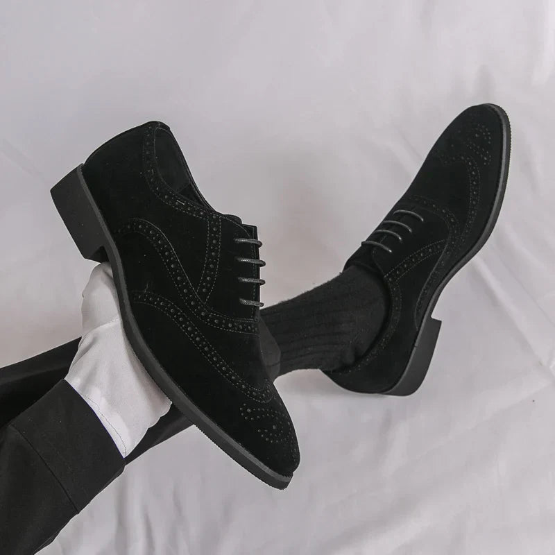 Men's Suede Leather Brogue Oxfords Dress Shoes