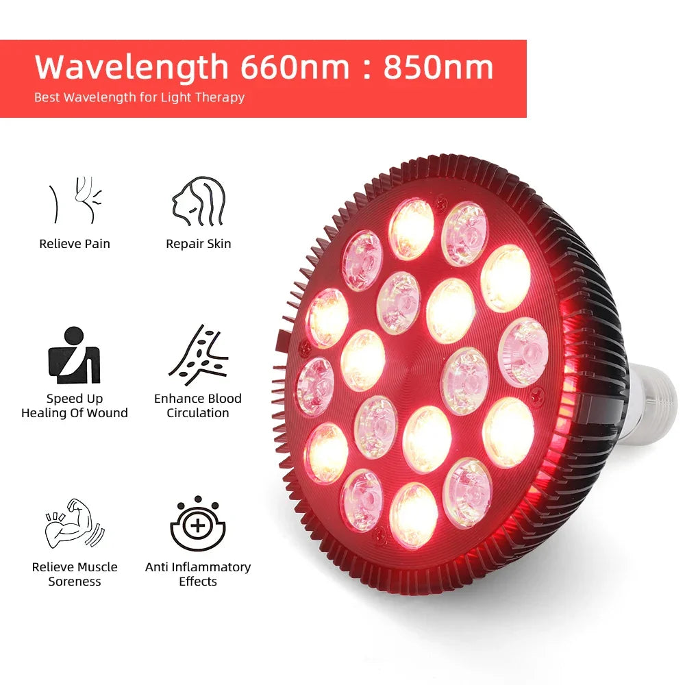 Red Light Therapy Lamp For Face 54W 660nm & 850nm Infrared Light Therapy Device For Muscle Joint Pain Relief Skin Health Tools