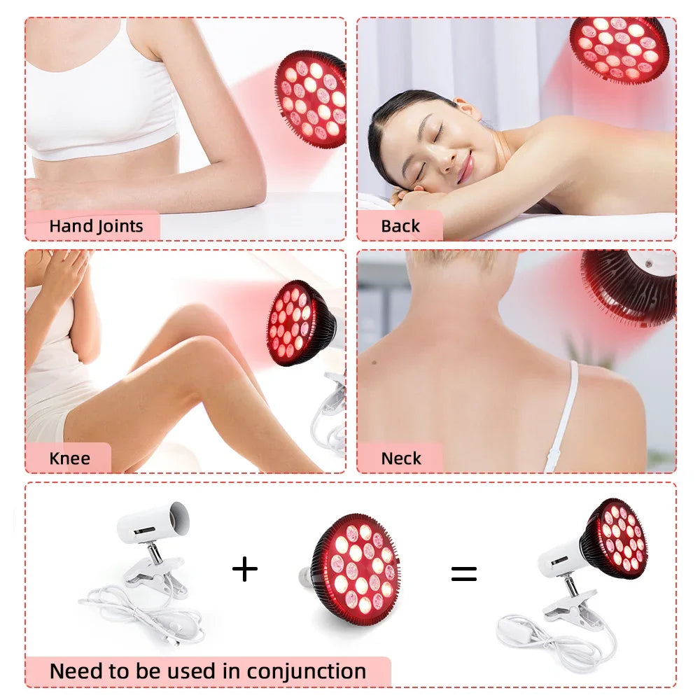 Red Light Therapy Lamp For Face 54W 660nm & 850nm Infrared Light Therapy Device For Muscle Joint Pain Relief Skin Health Tools
