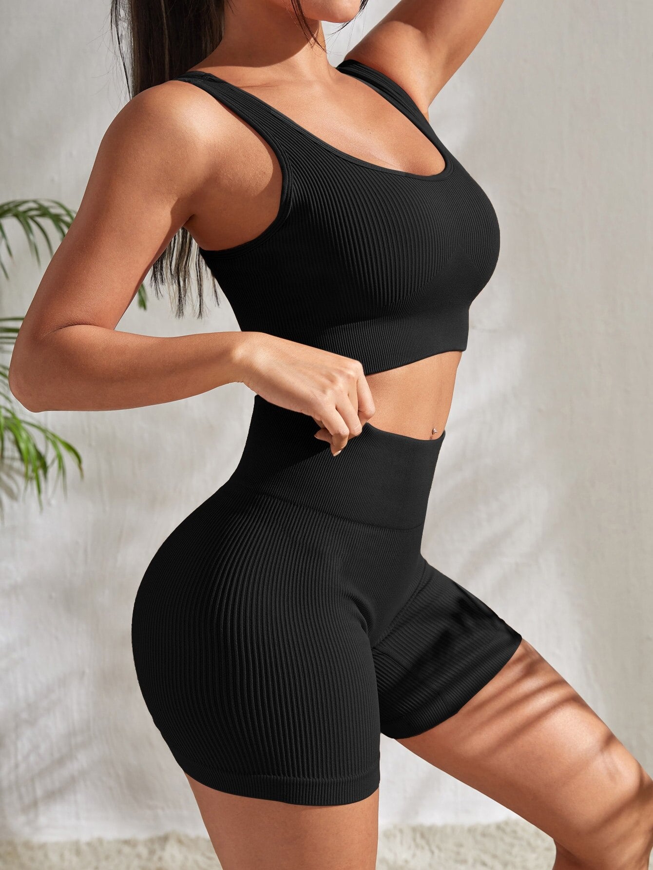 Two Piece High Waist Ribbed Yoga Set