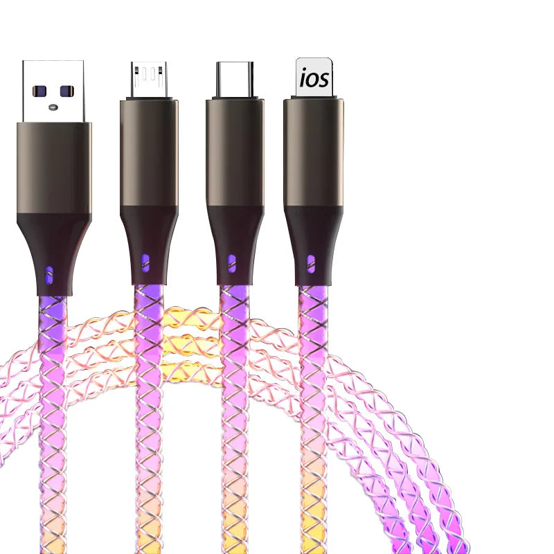 InDLoop®: Always Know If Your Phone is Charging - 65W Charging & Data Cable with USB-C, MicroUSB, & Lightning Port Support