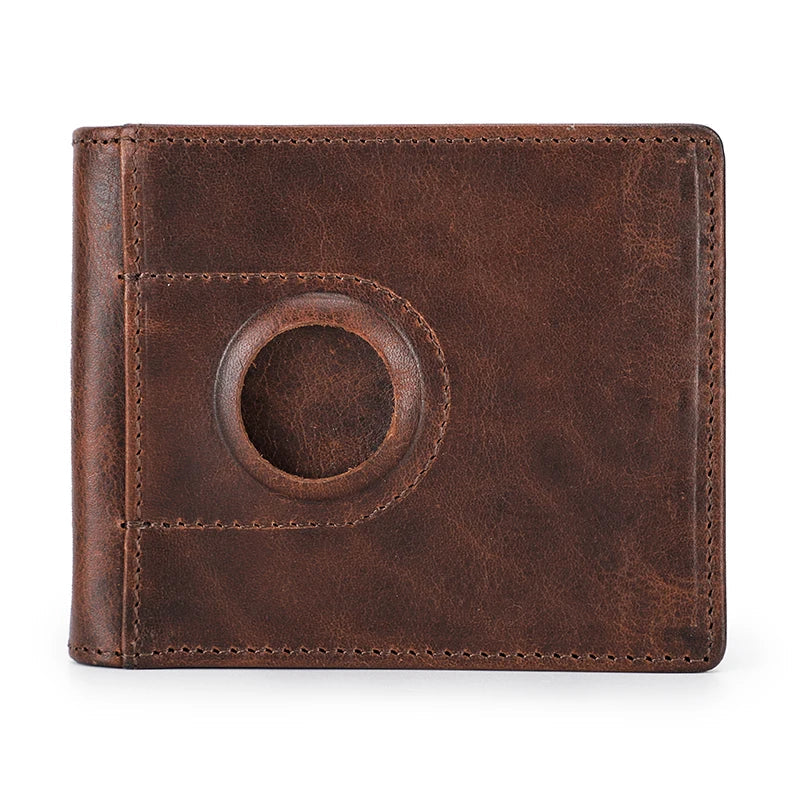Men Airtag Wallet Card Genuine Leather Slim RFID Wallets for Apple Airtag Case Money Clip Card Holder Casual Male Purse Smart