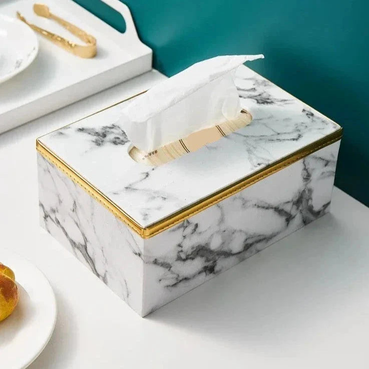 PraktLåda® by JesseVance Sweden: Designer Leather Marble Grain Tissue Box