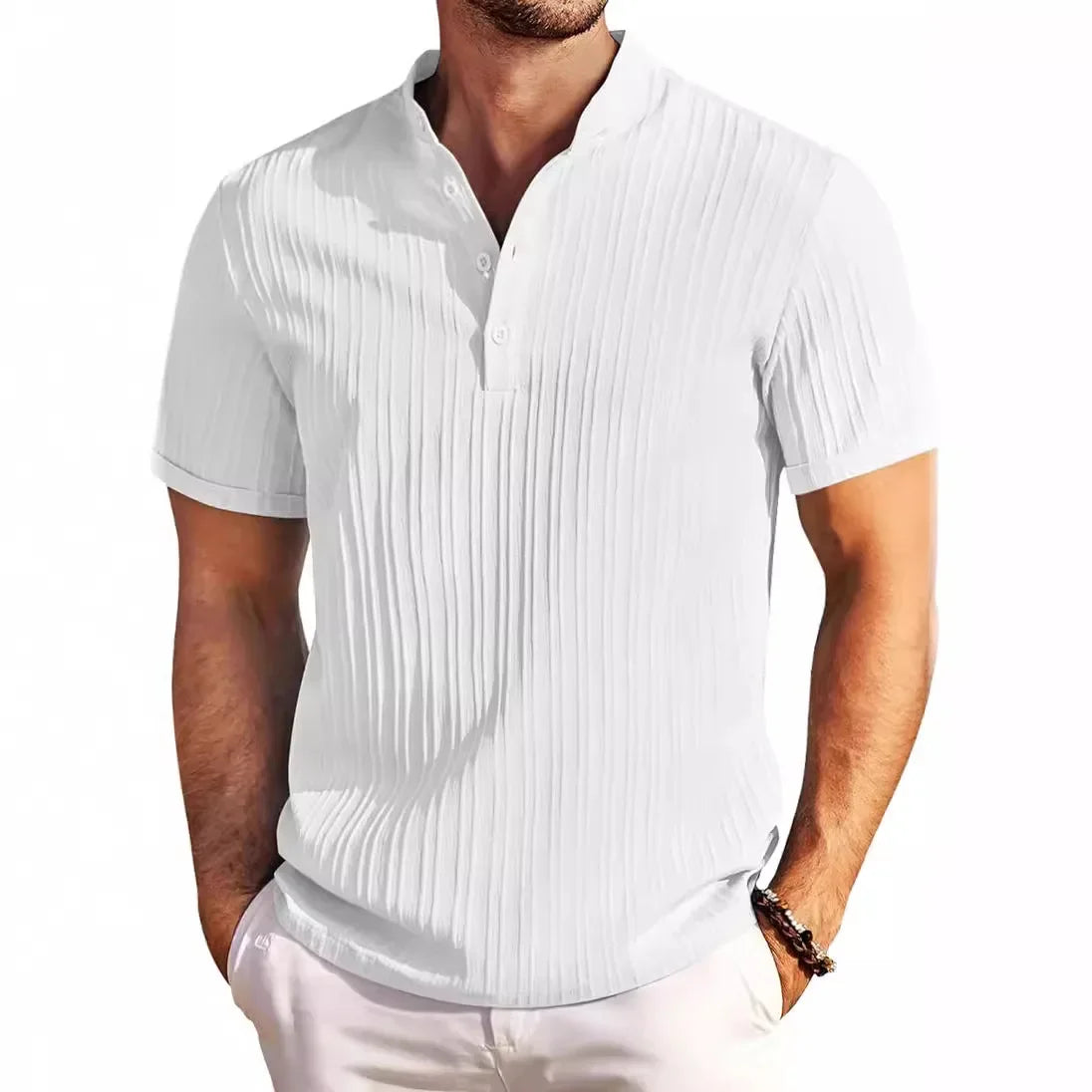 Knitterfreies T-Shirt aus Baumwolle und Leinen für Herren - Garino