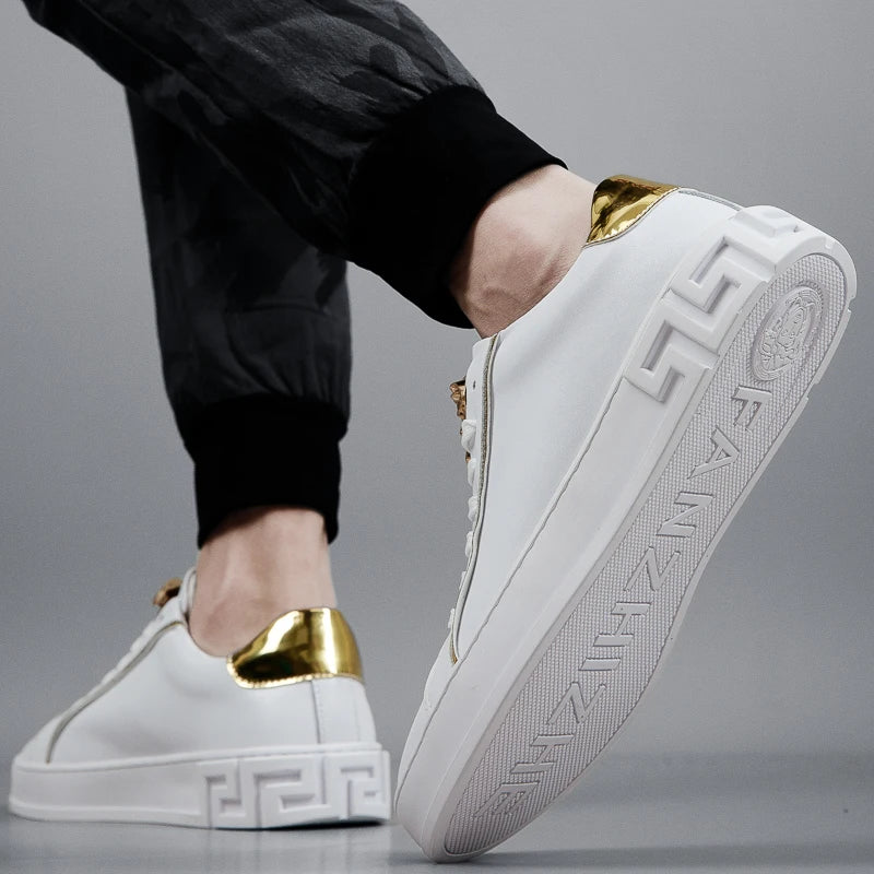 Spring Little White Shoes Men's Board Shoes Casual Leather Shoes Genuine Leather Men's Shoes British Fashion Brand Shoes