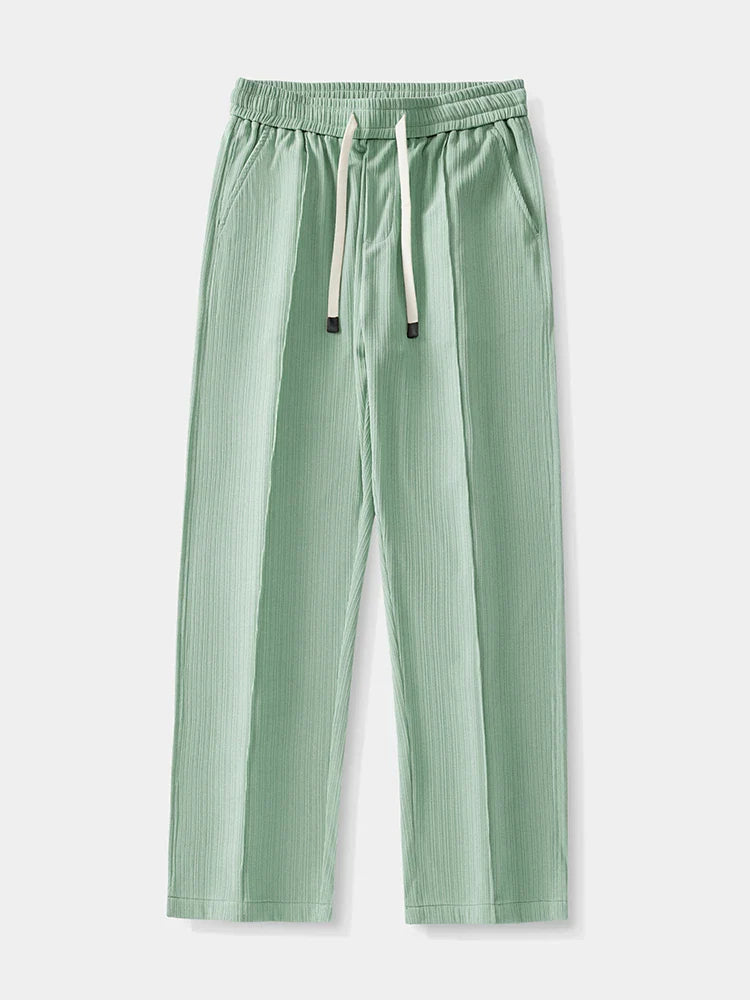 The Santander Dailywear Sweatpants by JesseVance Madrid: Lightweight. Breathable. Icy Silk Feel. Drawstring Waist. Pleated. Stretchy.