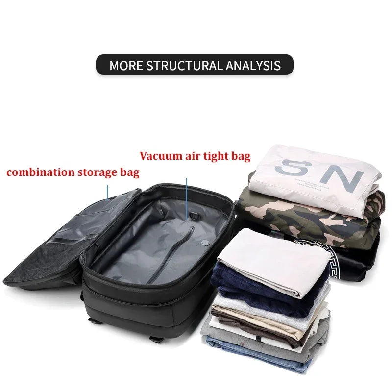 Travel Men 17.3 Inch Laptop Password Backpack Vacuum Compression Bag Business Large Capacity Schoolbag Expand Outdoor Backpacks