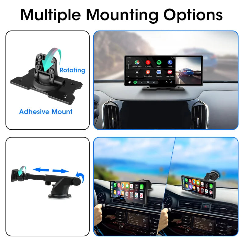 DashSight® Duo by JV Auto – Dash Cam, Rear Cam, & Touch Screen Infotainment System | 4K UHD Front & 1080P FHD Rearview Camera | Wireless & Wired Apple CarPlay & Android Auto