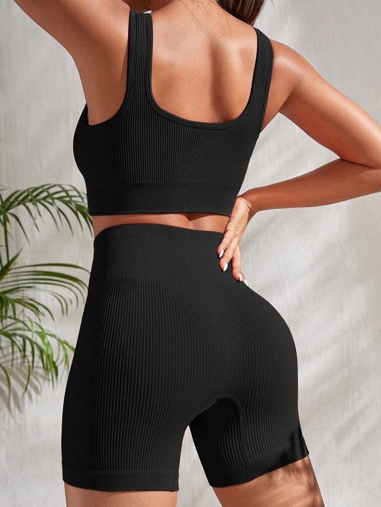 Two Piece High Waist Ribbed Yoga Set