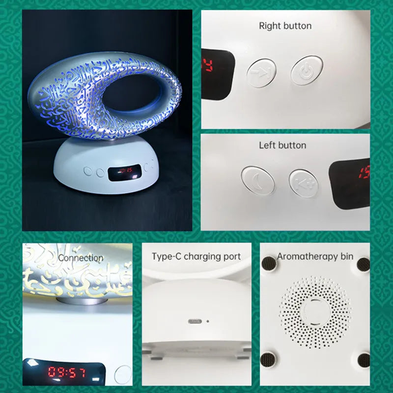 Quran Speaker Muslims LED Time Display Azan Remote Control With Surah Verses and Sooting Lamp Light Ramadan Gift Dropshipping