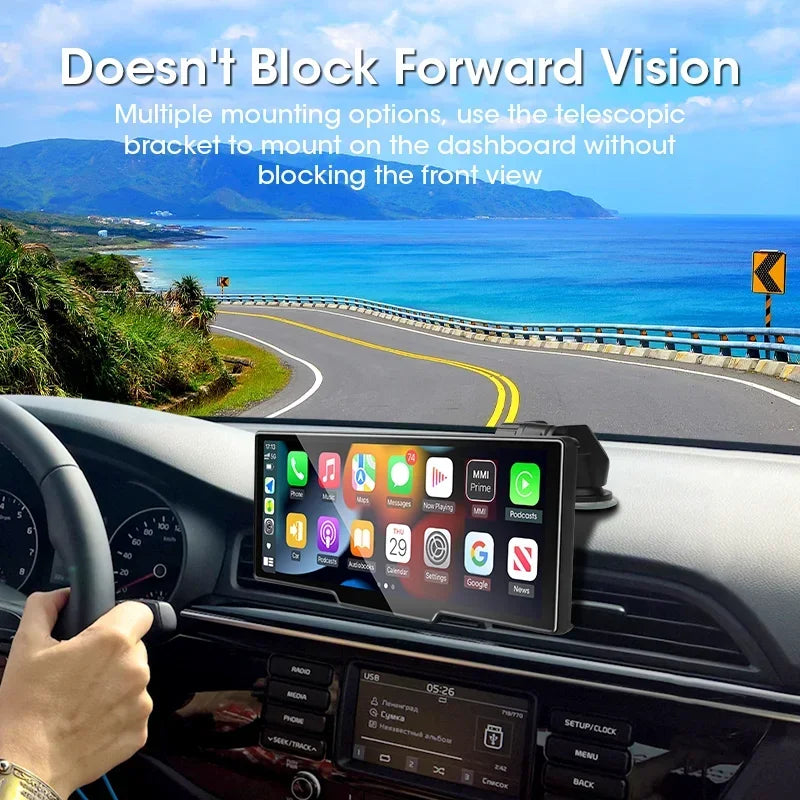 DashSight® Duo by JV Auto – Dash Cam, Rear Cam, & Touch Screen Infotainment System | 4K UHD Front & 1080P FHD Rearview Camera | Wireless & Wired Apple CarPlay & Android Auto