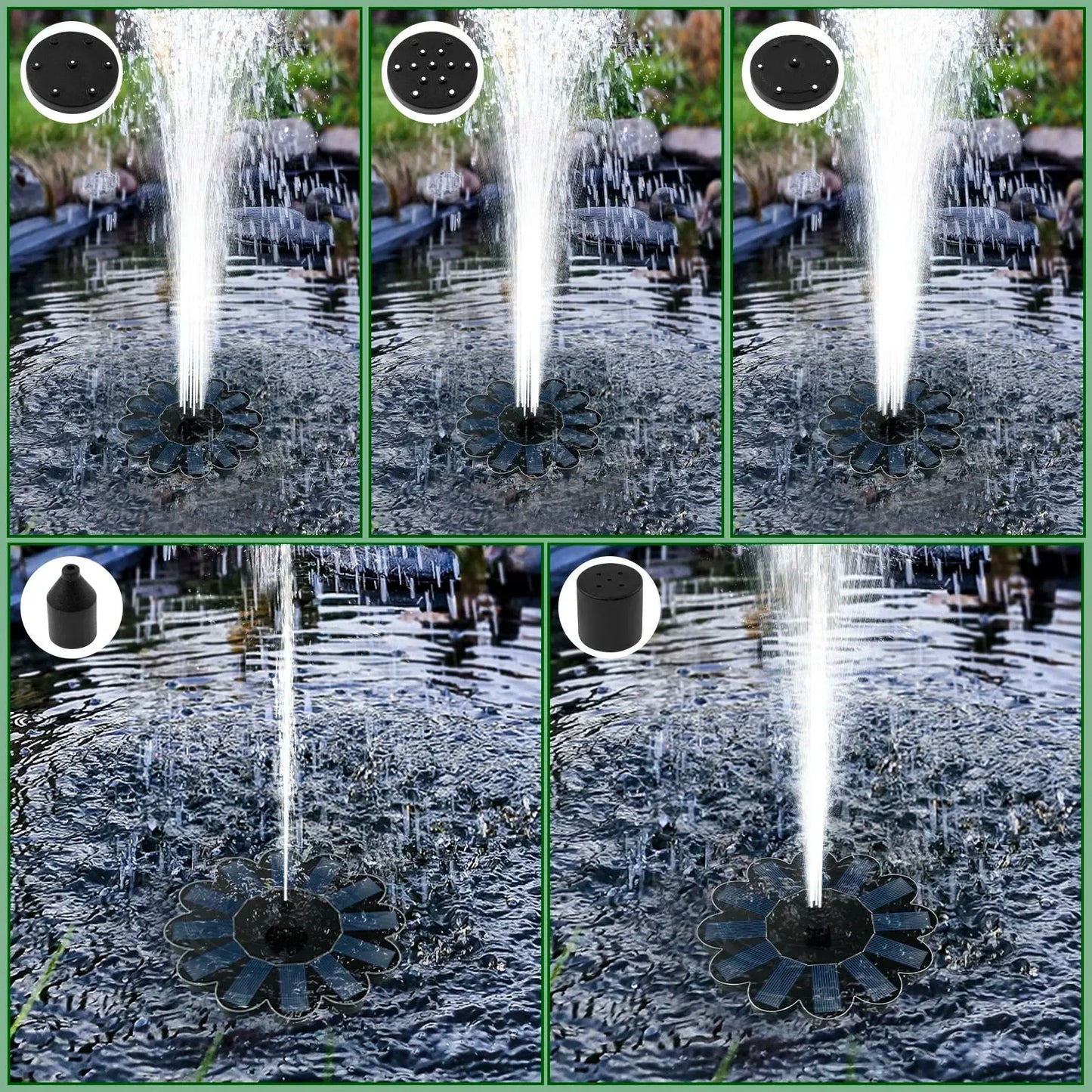 Solar Wasserfontäne mit 5 Düsenaufsätzen - Zorenza