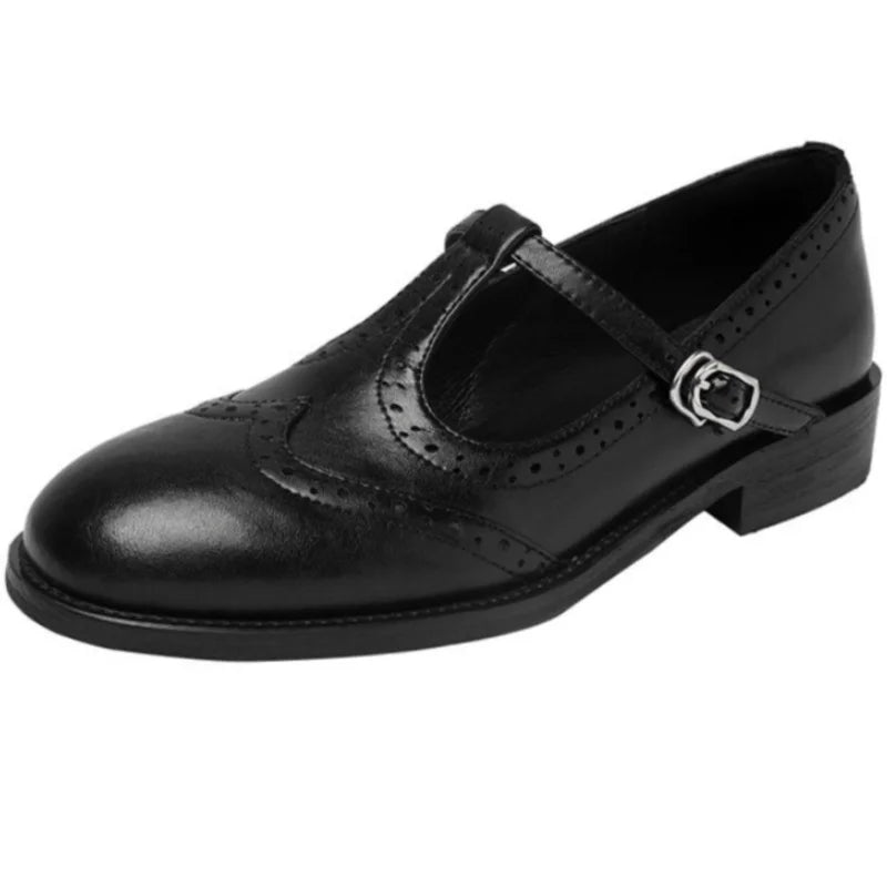 Vivian | Women's T-Strap Mary Jane Shoes Low Block Heel Buckle