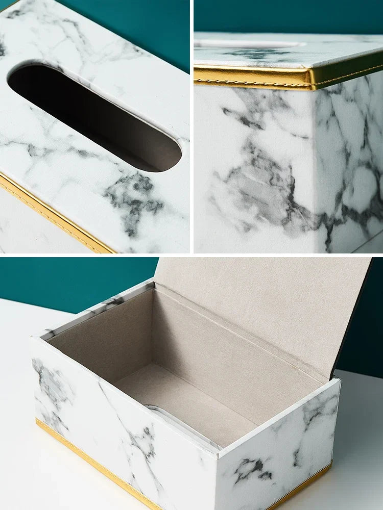 PraktLåda® by JesseVance Sweden: Designer Leather Marble Grain Tissue Box