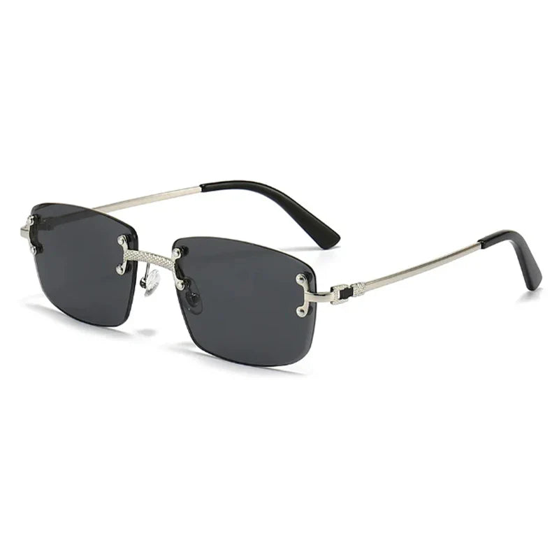 Caterside Rimless Gradient Sunglasses Men Luxury Designer Square Metal Frame Sun Glasses Women Punk Style Party Business Glasses