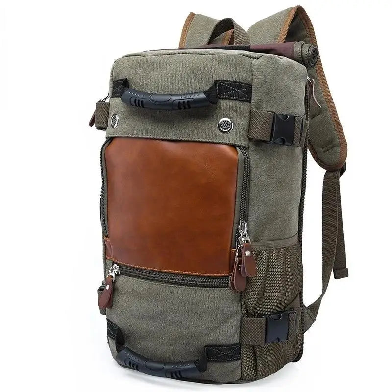Journeyman Duffel Backpack – Waterproof, Spacious,  Timeless Appeal. Made with Leather  Canvas: Made for Adventures in the Forest, Beach, Airport,  Streets