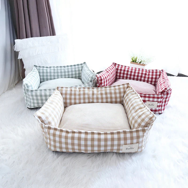 CloudBed Cotton Pet Sofa Bed – Breathable Striped Dog Bed for Small to Medium Pets