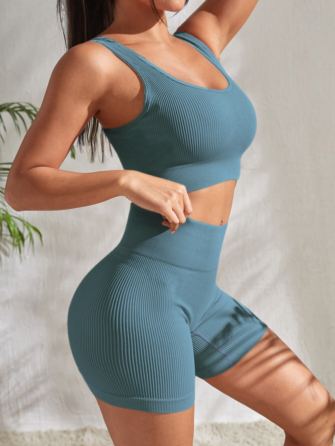 Two Piece High Waist Ribbed Yoga Set