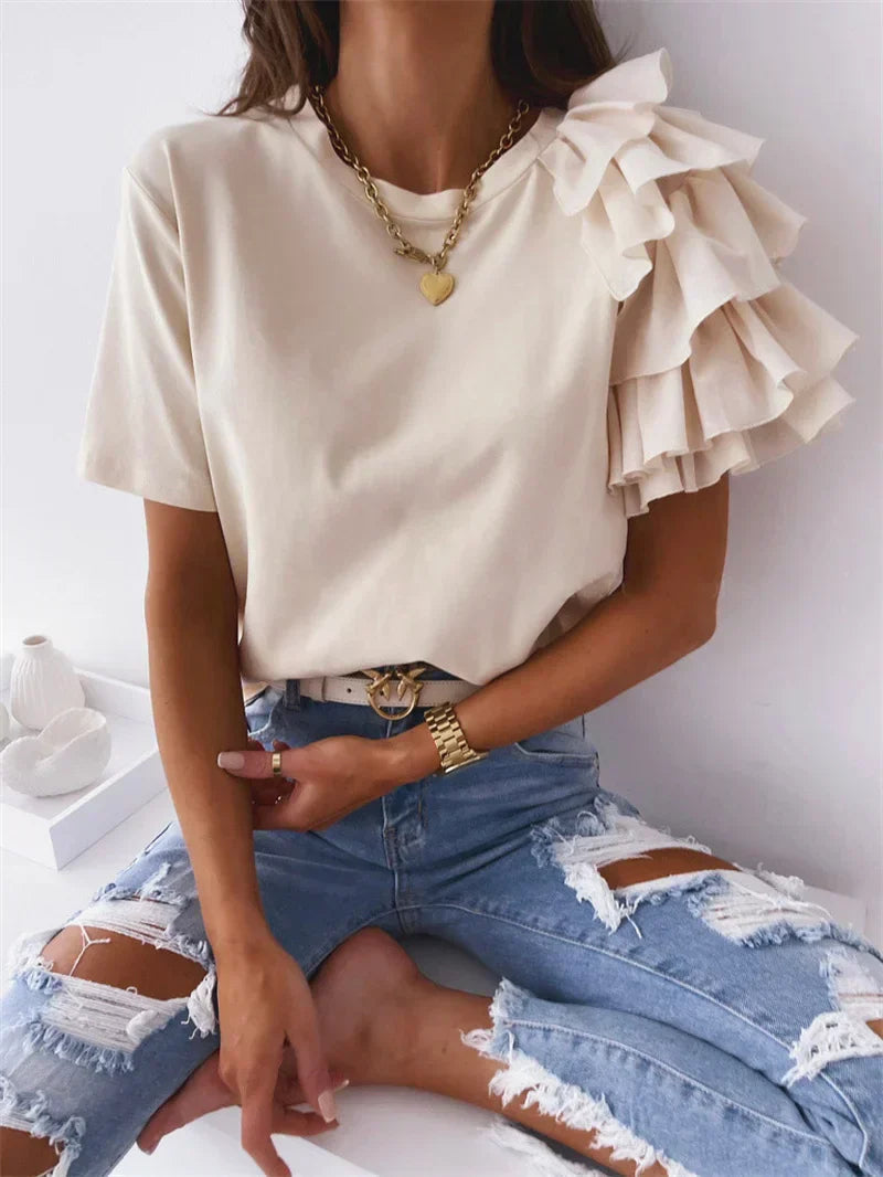Chic Top with Bold Ruffle Sleeves