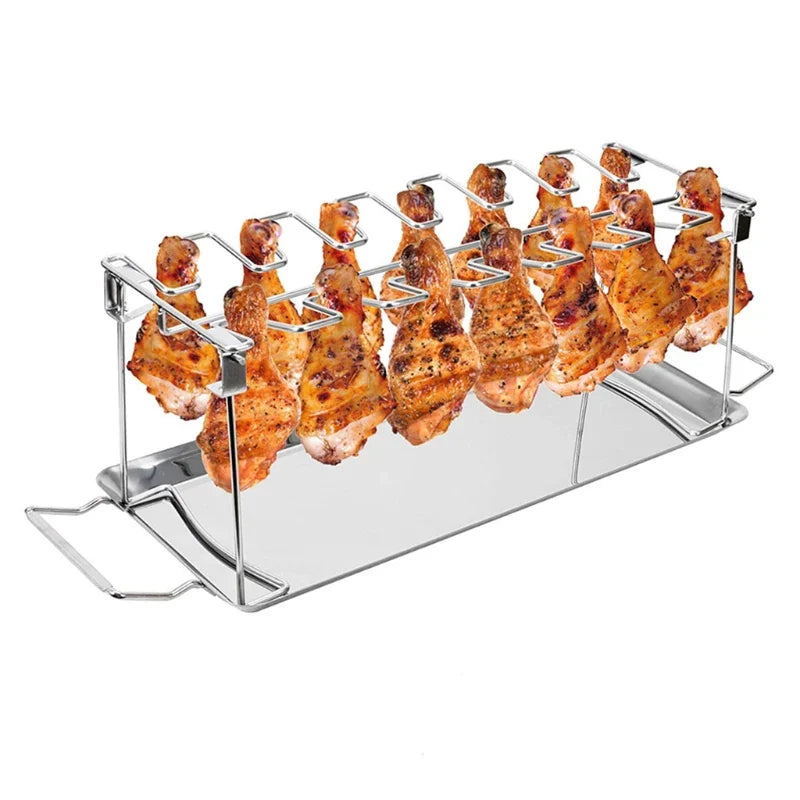Intelligriller® - Made in the USA: 14 Slot Holder for Grill, Smoker, and Oven - Easy, Efficient, & Fast Chicken Drumstick/Meat Holder