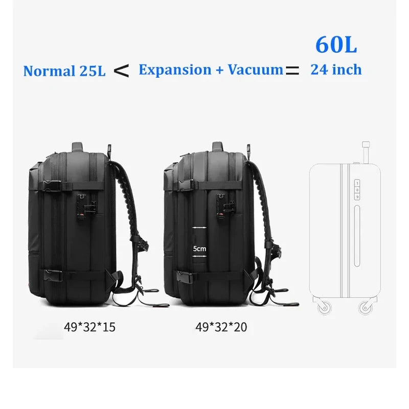 Travel Men 17.3 Inch Laptop Password Backpack Vacuum Compression Bag Business Large Capacity Schoolbag Expand Outdoor Backpacks