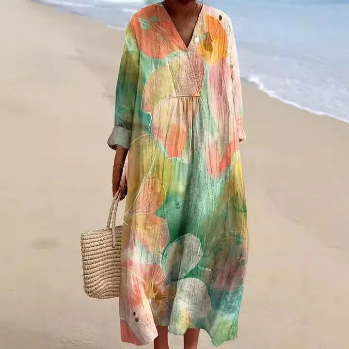 GlamMouris™ | Elegant lang kjole med V-hals