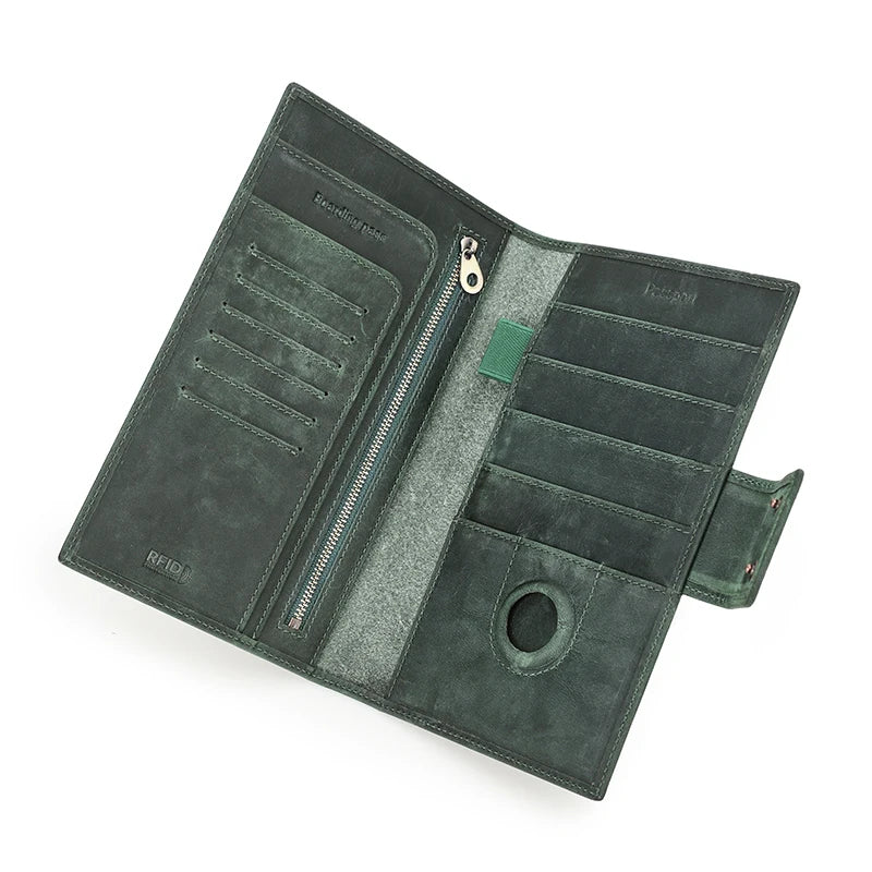 Larson Wallet: Made with Hand-Stitched Genuine Italian Leather - 1 or 4 Passport Slots, RFID Blocking,  1 AirTag Slot–Travel with Confidence