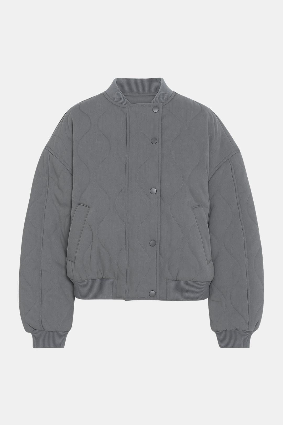 Samara – Oversized Quilted Bomber Jacket in Grey