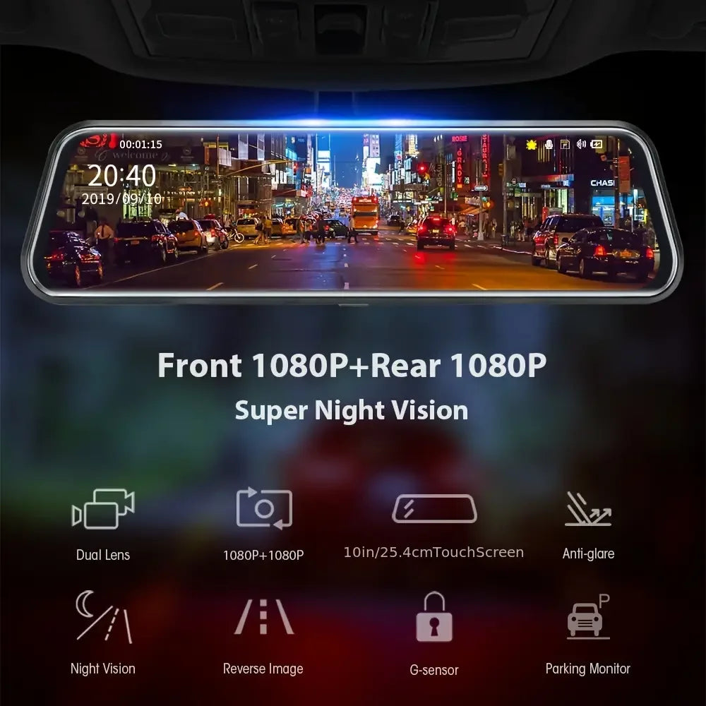 DualSight® Pro by JV Auto – Dash Cam & Touch Screen Infotainment System | 4K UHD Front & 1080P Rear Cameras | Wireless & Wired – CarPlay & Android Auto Compatible
