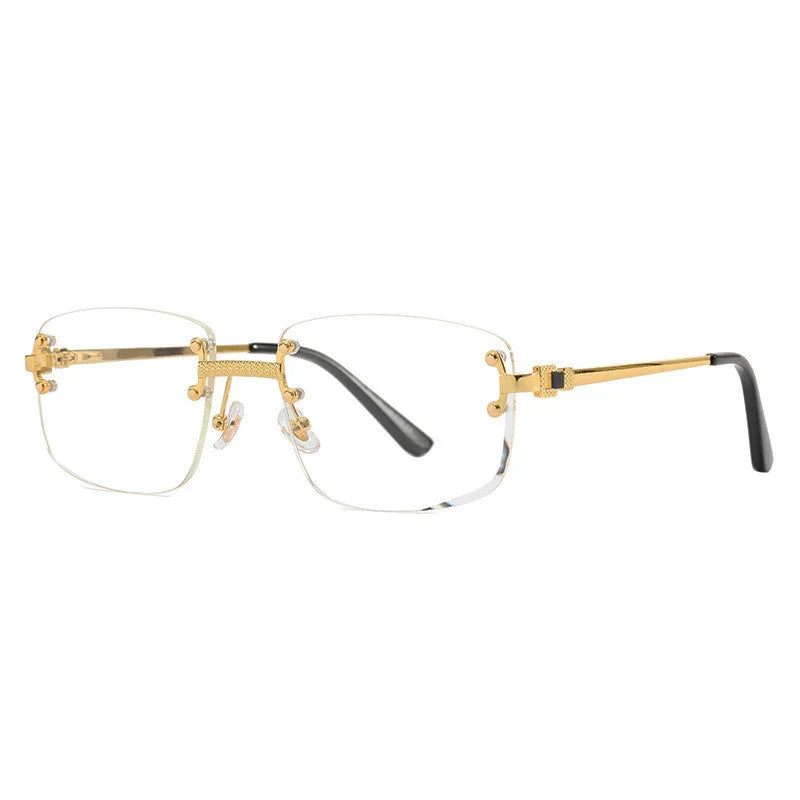 Caterside Rimless Gradient Sunglasses Men Luxury Designer Square Metal Frame Sun Glasses Women Punk Style Party Business Glasses