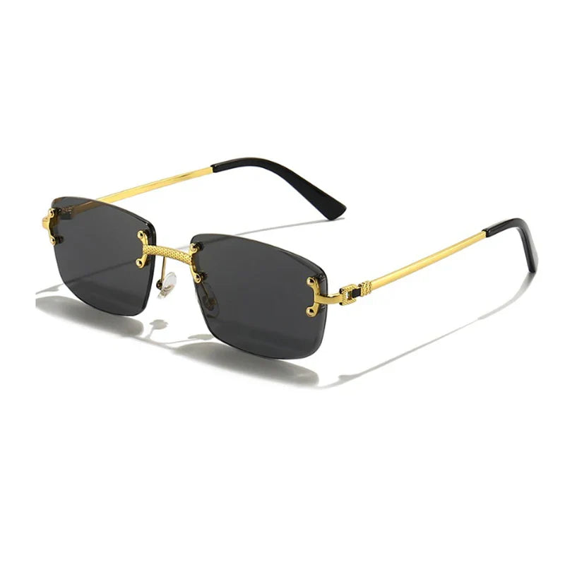 Caterside Rimless Gradient Sunglasses Men Luxury Designer Square Metal Frame Sun Glasses Women Punk Style Party Business Glasses