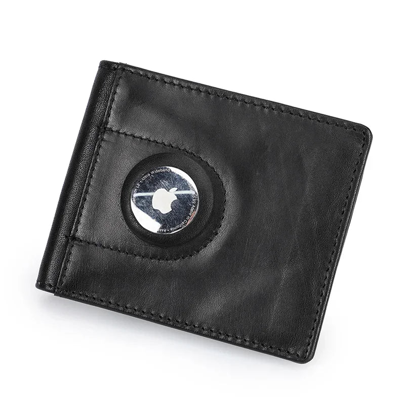 Men Airtag Wallet Card Genuine Leather Slim RFID Wallets for Apple Airtag Case Money Clip Card Holder Casual Male Purse Smart