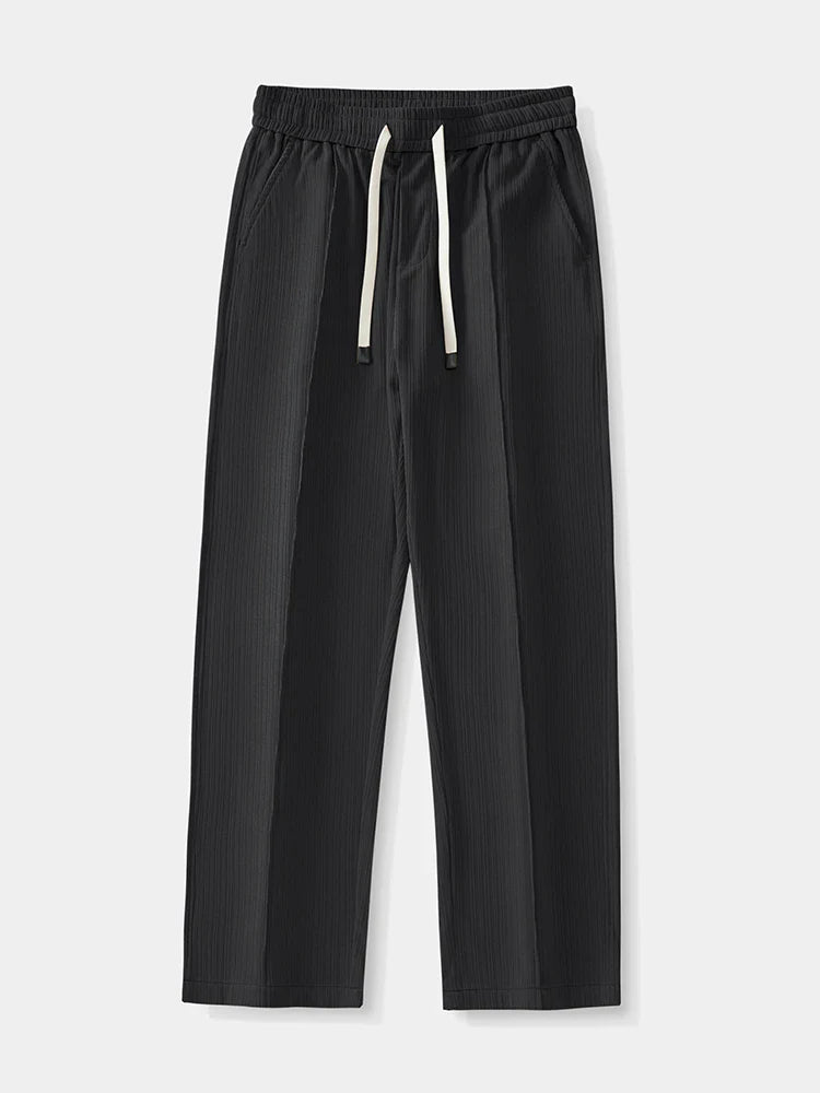 The Santander Dailywear Sweatpants by JesseVance Madrid: Lightweight. Breathable. Icy Silk Feel. Drawstring Waist. Pleated. Stretchy.