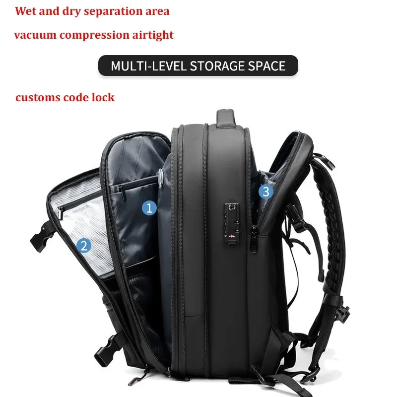 Travel Men 17.3 Inch Laptop Password Backpack Vacuum Compression Bag Business Large Capacity Schoolbag Expand Outdoor Backpacks