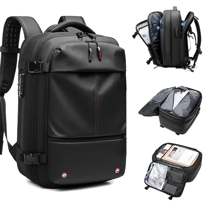 Travel Men 17.3 Inch Laptop Password Backpack Vacuum Compression Bag Business Large Capacity Schoolbag Expand Outdoor Backpacks
