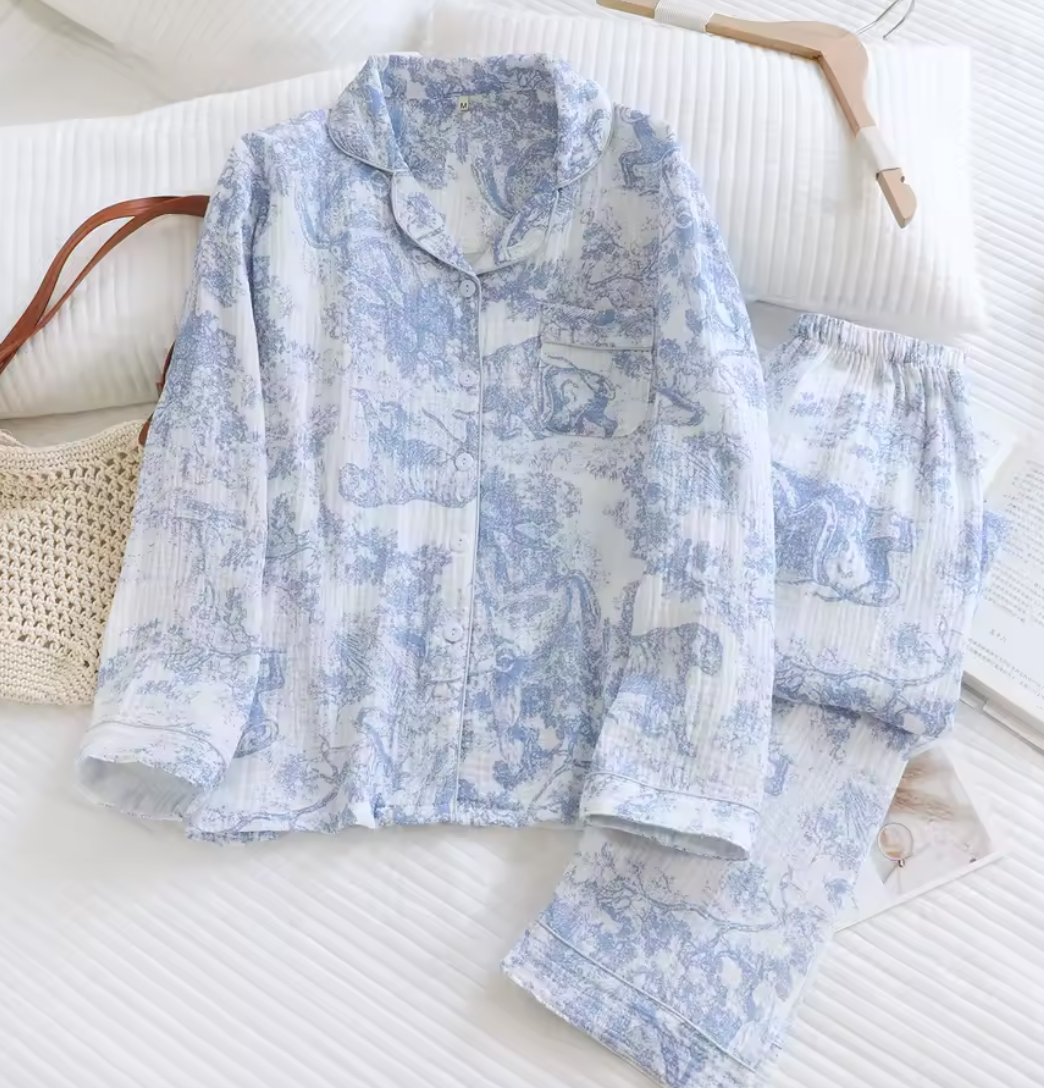 Lente/Herfst Pyjama Voor Vrouwen 100% Katoen Vrouwen Lange Mouwen Broek Tweedelige Set Scandinavische Stijl Vrouwen Homewear nachtkleding