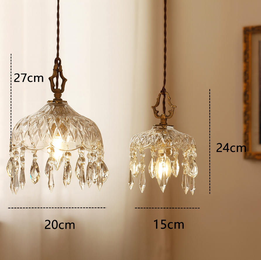 Kristallen Hanglamp Koper E14 Vintage Bloem K9 Kristal Glas Slaapkamer Hal Entree Romantisch Pendellamp Antiek | Restfield