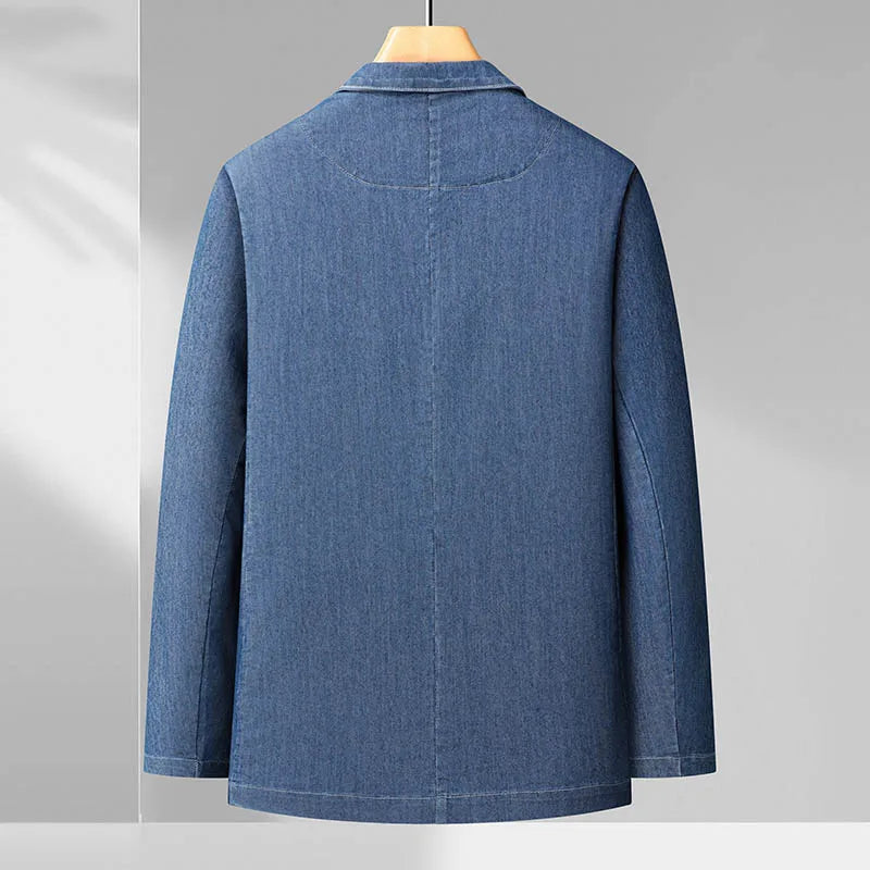 8XL7XL6XL plus size Spring and Summer Men's Thin Cotton Monochrome Suit Loose Denim Casual Suit Jacket Coat(oversized plus size)