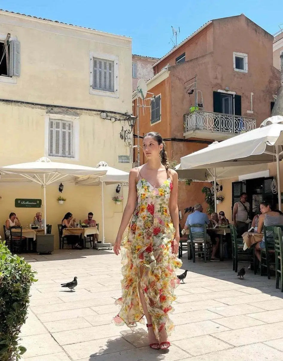 ISABELLA™ – Romantic Floral Ruffle Maxi Dress