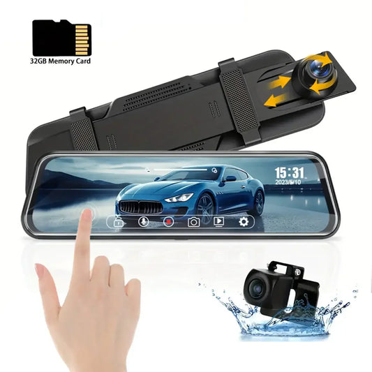 DualSight® Pro by JV Auto – Dash Cam & Touch Screen Infotainment System | 4K UHD Front & 1080P Rear Cameras | Wireless & Wired – CarPlay & Android Auto Compatible