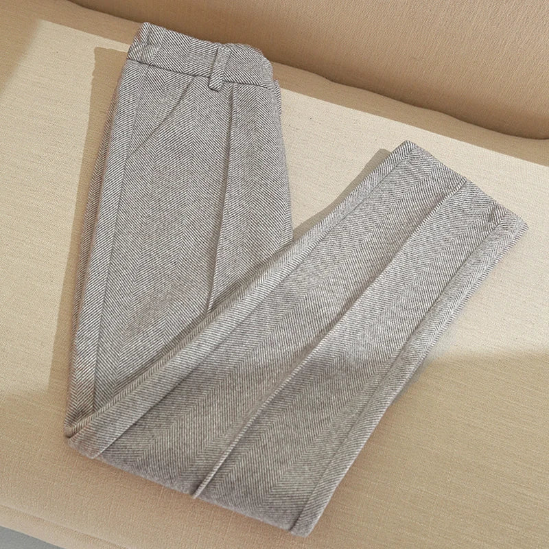 Women's Wool Mix Straight Leg Trousers