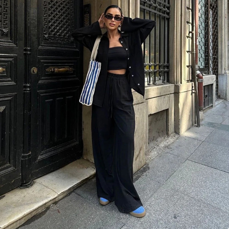 Set Estivo Donna | Camicia & Pantaloni Wide-Leg Coordinati