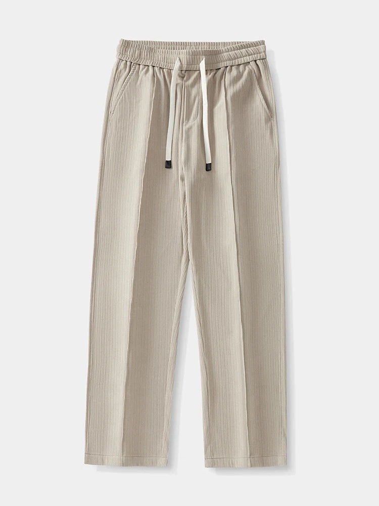 The Santander Dailywear Sweatpants by JesseVance Madrid: Lightweight. Breathable. Icy Silk Feel. Drawstring Waist. Pleated. Stretchy.