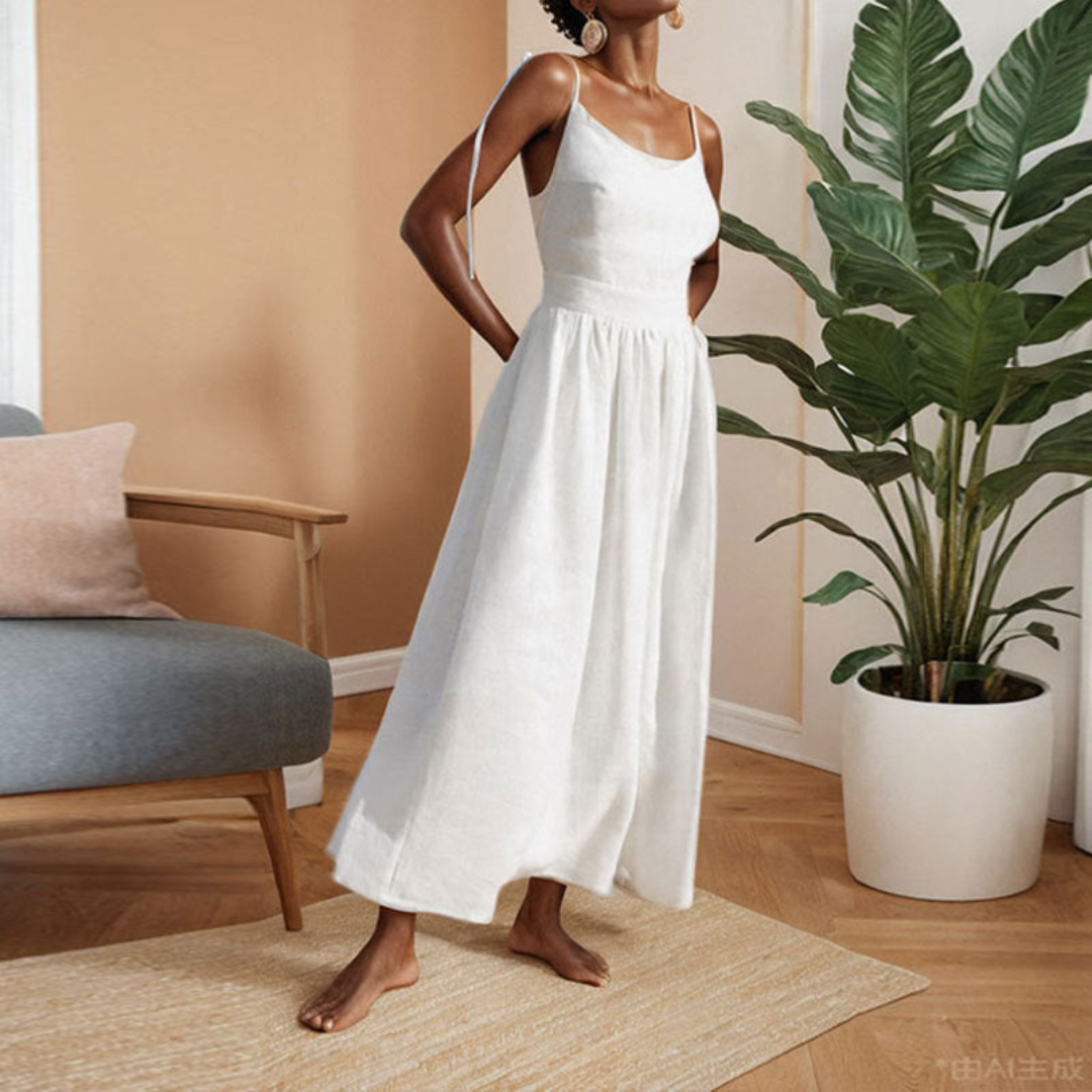 Sienna | Women’s Midi Dress V Neck Open Back Slit
