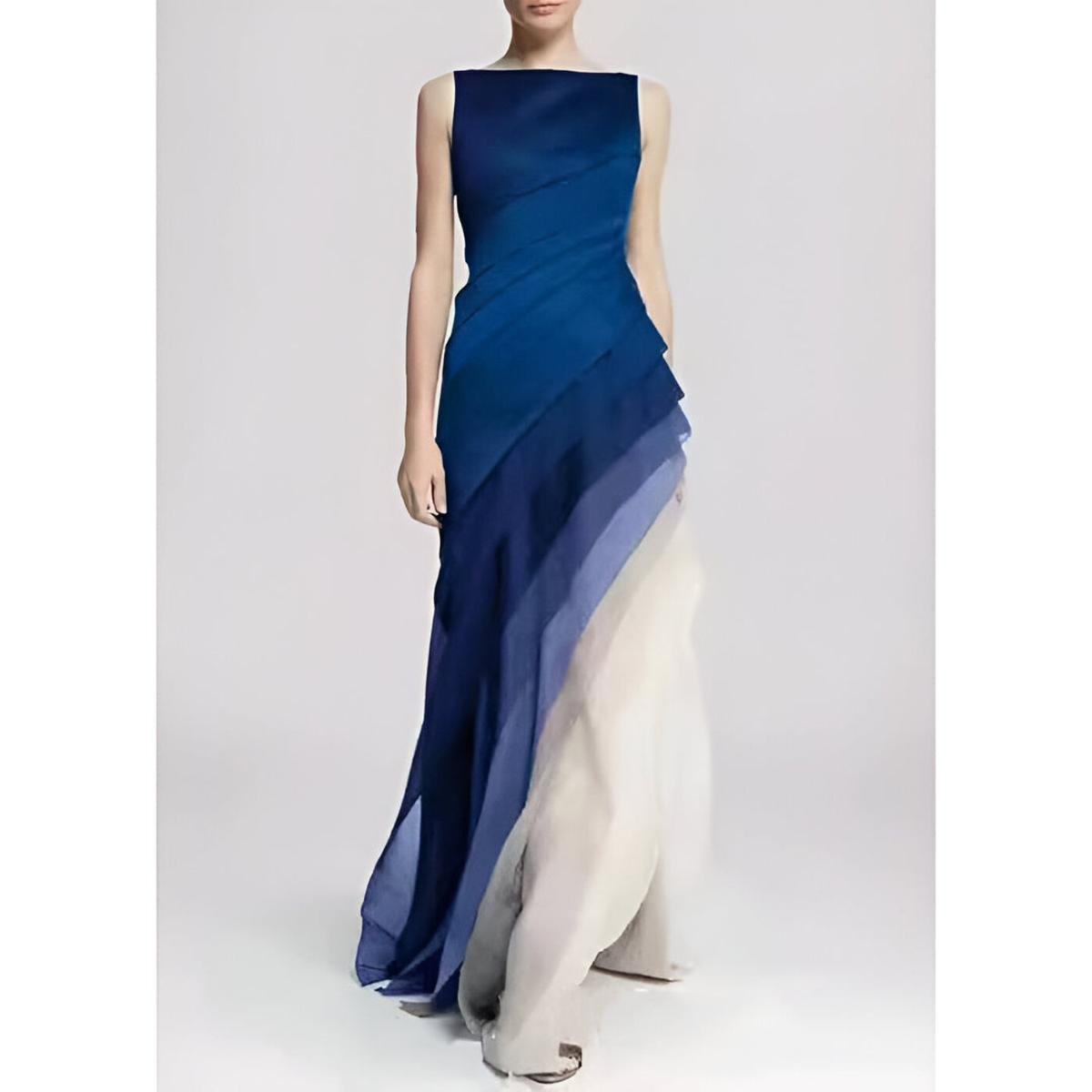 Vestido Maxi de Satén Sin Mangas - para Ocasiones Especiales