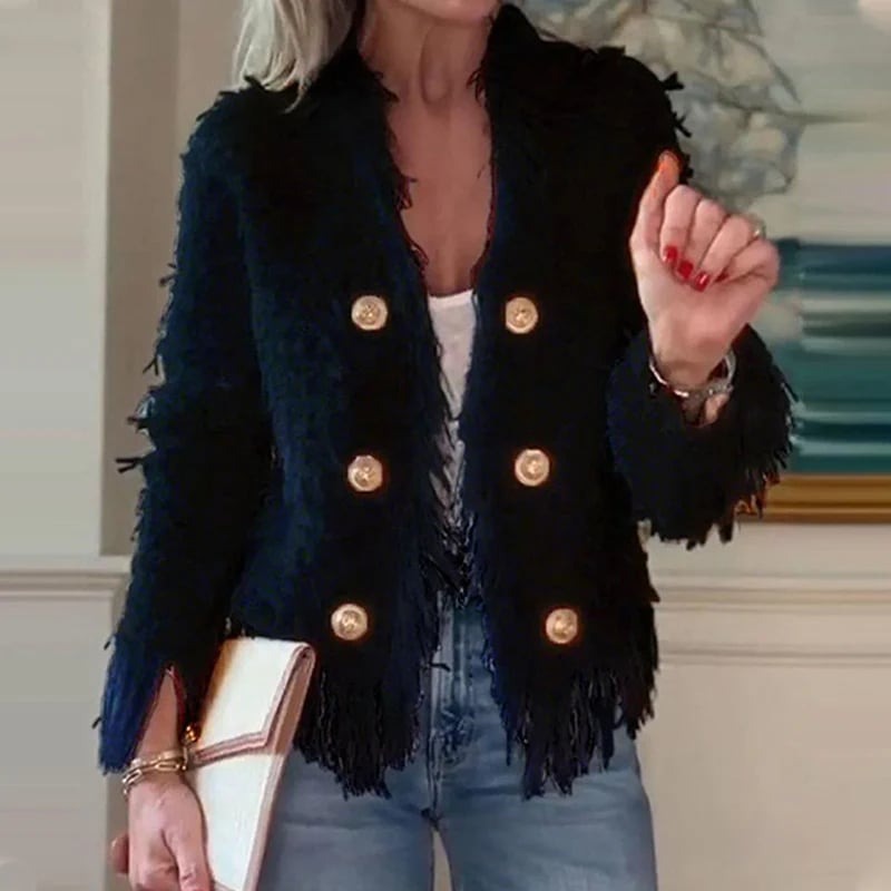 Sophia Tassozi™ Elegant Tassel Cropped Coat