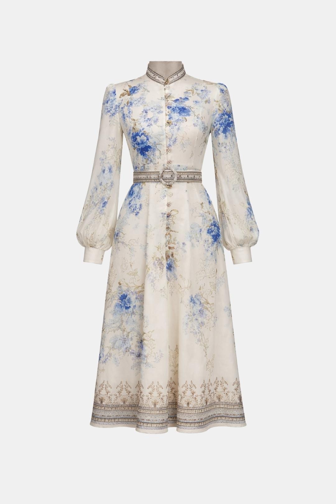 Tatiana - High Neck Floral Print Midi Dress