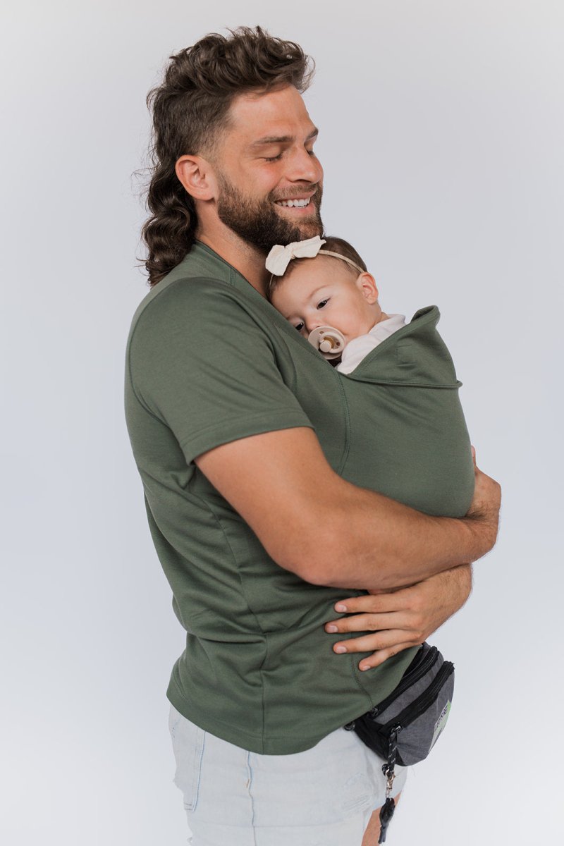Unisex Soft Cotton Baby Carrier T-Shirt | Comfortable 2-in-1 Nursing Top-Mykonostore-Dad-Army Green-S-Mykonostore