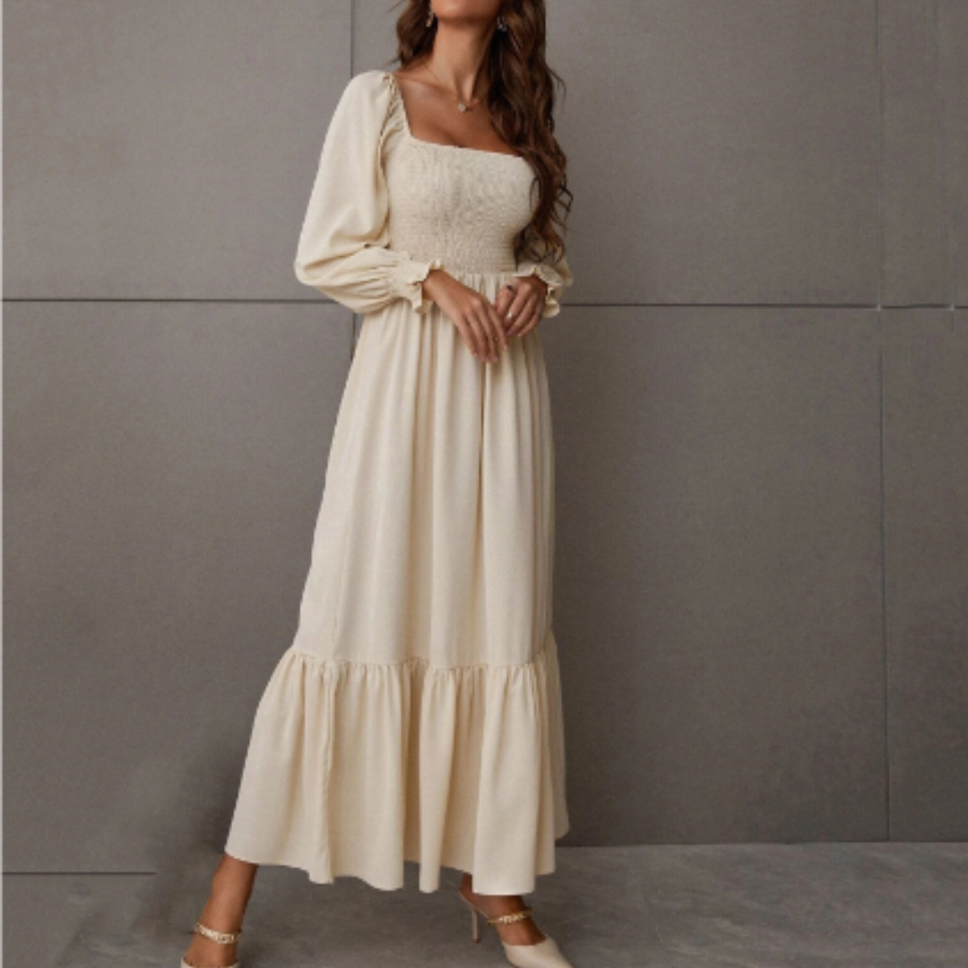 Damen Herbstkleid mit langen Ärmeln & schmeichelnder Silhouette – Hermina