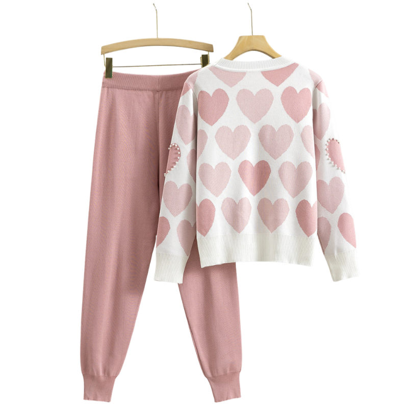 EDNA™ – Set a due pezzi lavorato a maglia con motivo a cuore chic